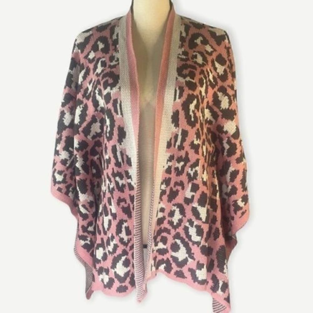 Umgee Animal Print Poncho Sweater Small Medium - Picture 7 of 13